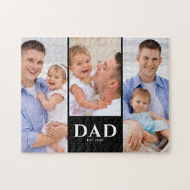 Dad Established Modern Black 3 Photo Legpuzzel