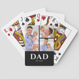 Dad Established Modern Black 3 Photo Pokerkaarten