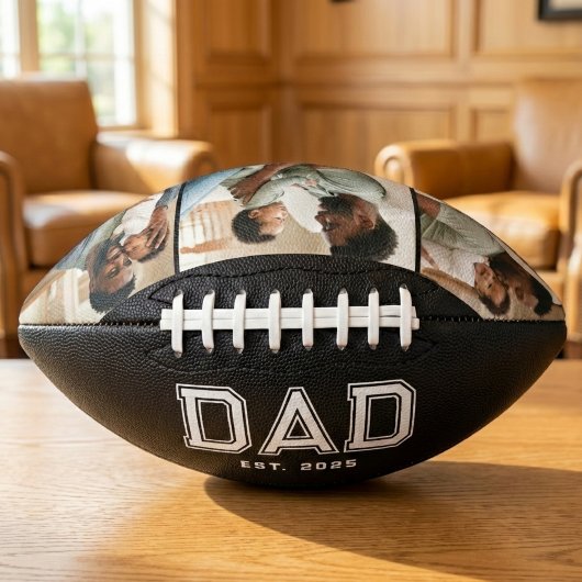 Dad Established Modern Bold Black 3 Photo American Football