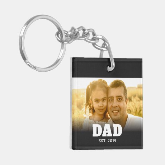Dad Established Modern Bold Photo Sleutelhanger (Voorkant Links)