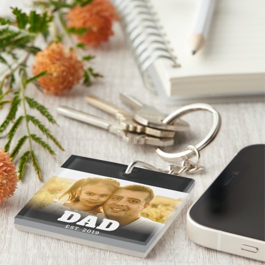 Dad Established Modern Bold Photo Sleutelhanger (Voorkant Rechts)