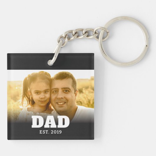 Dad Established Modern Bold Photo Sleutelhanger (Achterkant)
