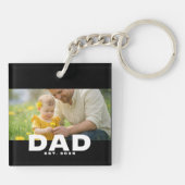 Dad Established Modern Bold Photo Sleutelhanger (Achterkant)