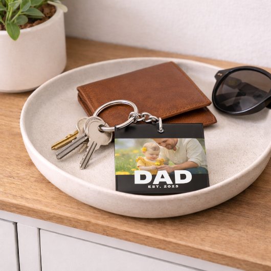 Dad Established Modern Bold Photo Sleutelhanger
