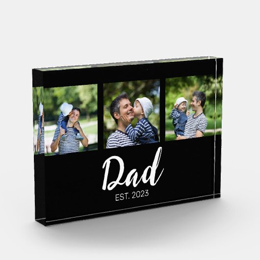 Dad Established Modern Bold Script Black 3 Photo Fotoblokken (Links)