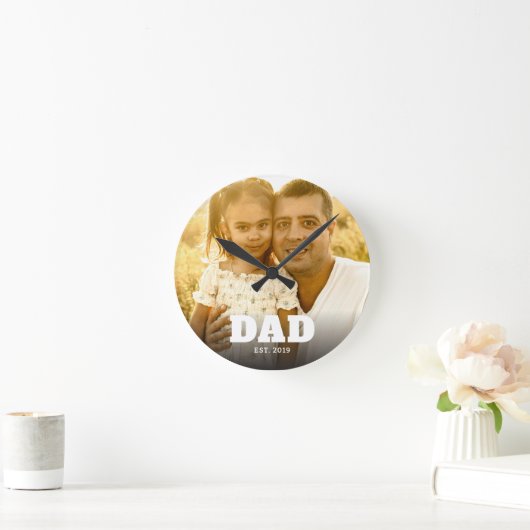 Dad Established Modern Bold Text Photo Ronde Klok (Huis)