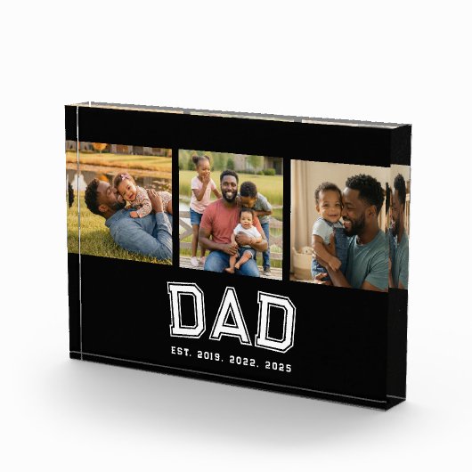 Dad Established Modern Bold White Black 3 Fotoblokken (Rechts)
