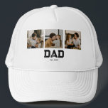 Dad Established Modern Fun 3 Photo Trucker Pet<br><div class="desc">Black White Dad Established Fun Bold Photo Design. Replace the photos with your own of your kids and change the years to the years you became a dad.</div>