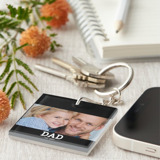 Dad Established Modern Photo Sleutelhanger (Voorkant Rechts)
