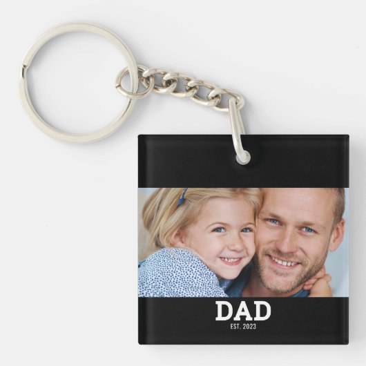 Dad Established Modern Photo Sleutelhanger (Voorkant)