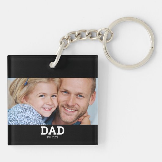 Dad Established Modern Photo Sleutelhanger (Achterkant)