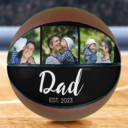 Dad Established Modern Script Black 3 Photo Basketbal