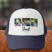 Dad Established Modern Script Black 3 Photo Trucker Pet