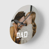 Dad Established Modern White Bold Photo Ronde Klok (Hoek)