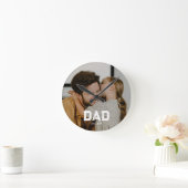 Dad Established Modern White Bold Photo Ronde Klok (Huis)
