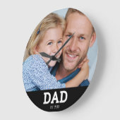 Dad Established Modern White Photo Round Grote Klok (Hoek)