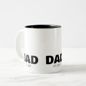 Dad Established New Dad Gift Tweekleurige Koffiemok (Voorkant links)