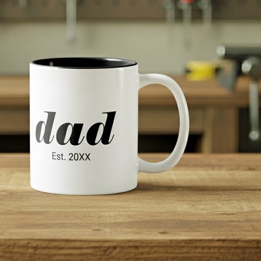 Dad Established New Dad Gift Tweekleurige Koffiemok