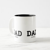 Dad Established New Dad Gift Tweekleurige Koffiemok (Voorkant links)