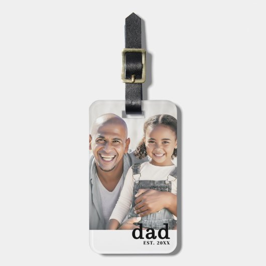 Dad Established Personalized Photo Bagagelabel (Voorkant verticaal)