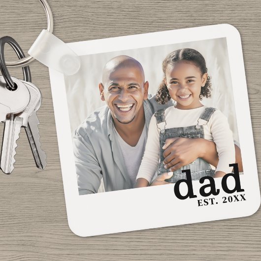 Dad Established Personalized Photo Sleutelhanger