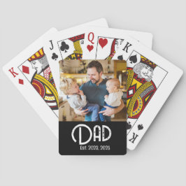 Dad Established Photo Black Grunge Script Pokerkaarten