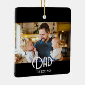 Dad Established Photo Black White Grunge Keramisch Ornament (Rechts)