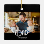 Dad Established Photo Black White Grunge Keramisch Ornament (Achterkant)