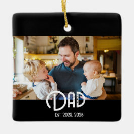Dad Established Photo Black White Grunge Keramisch Ornament