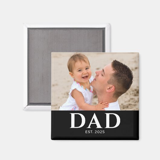 Dad Established Photo Father’s Day  Magneet (Voorkant / Achterkant)