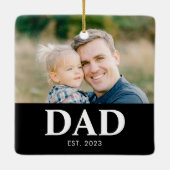 Dad Established Photo Fathers Christmas Keramisch Ornament (Achterkant)