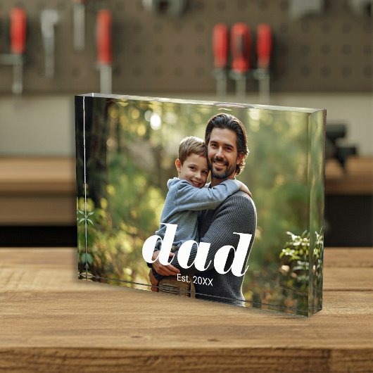 Dad Established Photo Father's Day Acrylic Block Fotoblokken