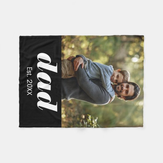 Dad Established Photo Father's Day Fleece Deken (Voorkant (Horizontaal))
