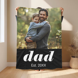 Dad Established Photo Father's Day Fleece Deken
