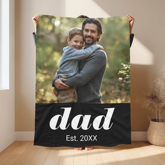 Dad Established Photo Father's Day Fleece Deken