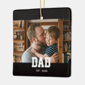 Dad Established Photo Father's Day Gift Black Keramisch Ornament (Links)