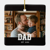 Dad Established Photo Father's Day Gift Black Keramisch Ornament (Achterkant)