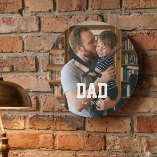 Dad Established Photo Father's Day Gift Ronde Klok