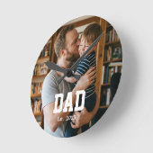 Dad Established Photo Father's Day Gift Ronde Klok (Hoek)