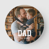 Dad Established Photo Father's Day Gift Ronde Klok (Voorkant)