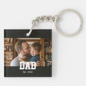 Dad Established Photo Father's Day Gift Sleutelhanger (Achterkant)