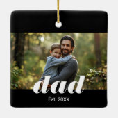 Dad Established Photo Father's Day Keramisch Ornament (Achterkant)