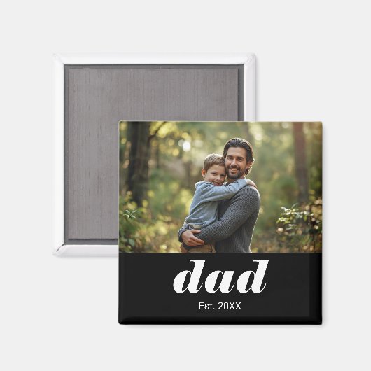 Dad Established Photo Father's Day Magneet (Voorkant / Achterkant)