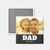 Dad Established Photo Father's Day Magneet (Voorkant / Achterkant)