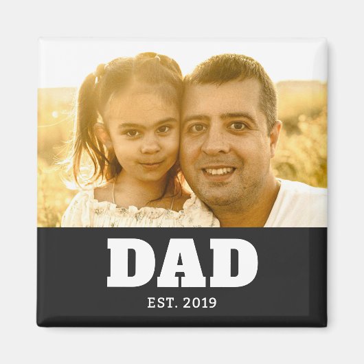 Dad Established Photo Father's Day Magneet (Voorkant)