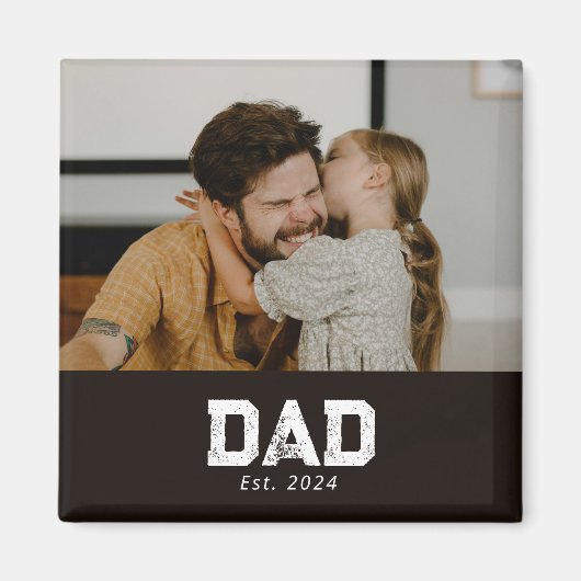 Dad Established Photo Father's Day Magneet (Voorkant)
