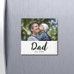 Dad Established Photo Father's Day Magneet<br><div class="desc">Dad Established Photo Father's Day Gift - Minimal Elegant Black Script Dad Typography - Add your photo, custom "Est" established year date when your first child was born. Add additional years for each child.</div>