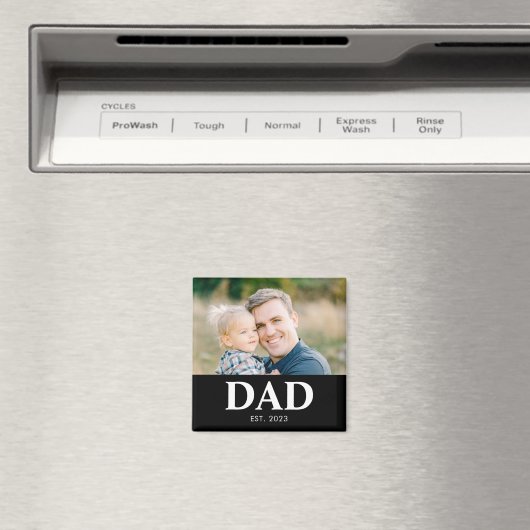 Dad Established Photo Fathers Day Magneet (Insitu (Vaatwasser))