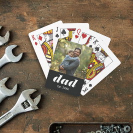 Dad Established Photo Father's Day Pokerkaarten