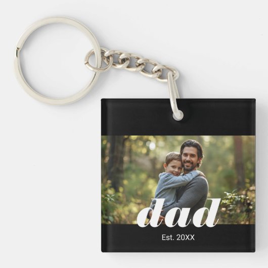 Dad Established Photo Father's Day Sleutelhanger (Voorkant)